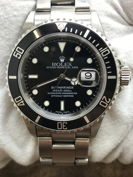 Rolex Submariner Date SEL Full B&P 16610 Black Dial Automatic Men's Watch