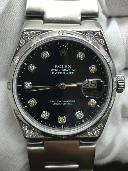 Rolex Datejust Oysterquartz 17000 Black Dial Quartz Watch