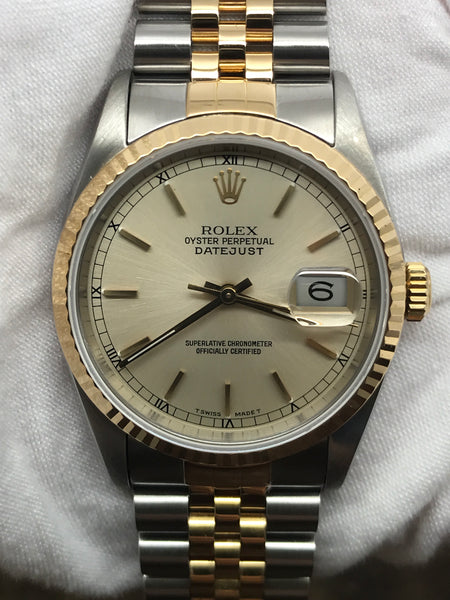 Rolex Datejust 36mm 16233 Light Champagne Dial Automatic Watch