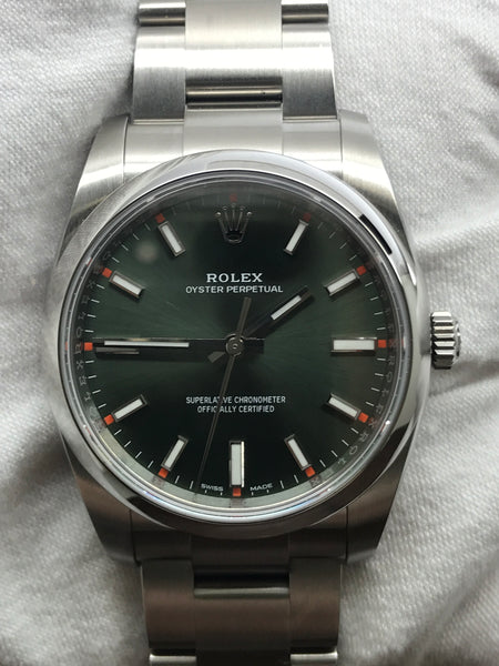 Rolex Oyster Perpetual 34mm 114200 Olive Green Dial Automatic Watch