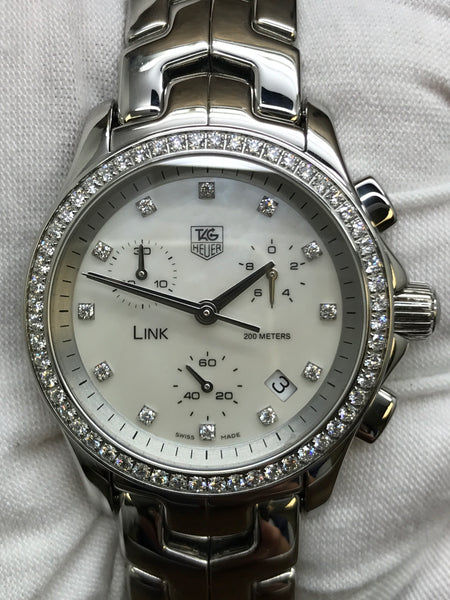 TAG Heuer Link Chronograph CJF1314 Mother of Pearl Diamond Dial Quartz Women's Watch