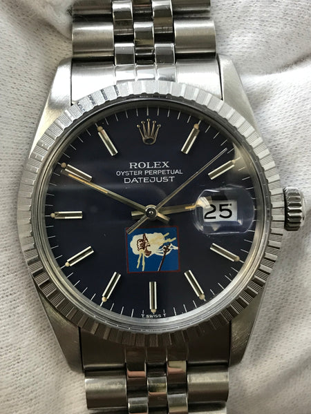 Rolex Datejust 36mm 16030 Custom Logo Blue Dial Automatic Watch