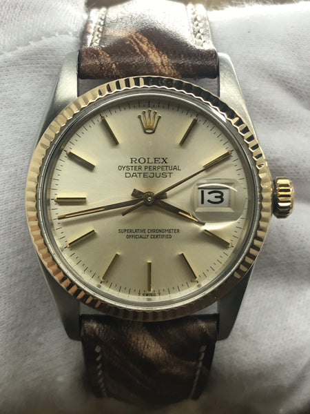 Rolex Datejust 36mm Custom Strap 16013 Silver Dial Automatic Watch