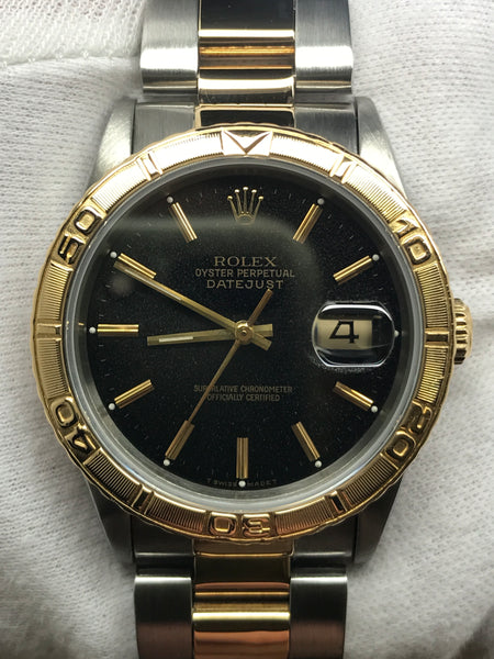 Rolex Datejust Turn-o-graph 16263 Black Dial Automatic Watch