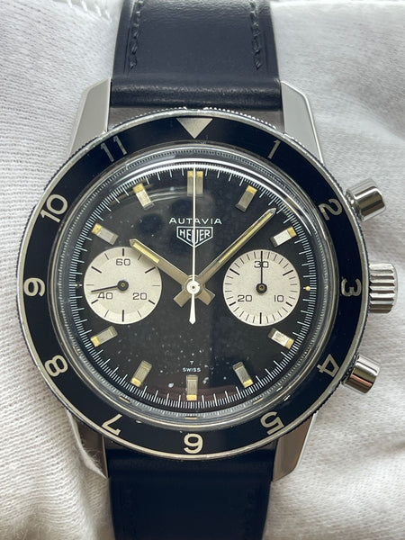 Heuer Autavia 7763 Black Panda Dial Hand Wind Men's Watch