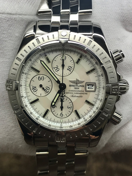 Breitling Chronomat Evolution MOP A13356 White Mother of Pearl Dial Automatic Men's Watch