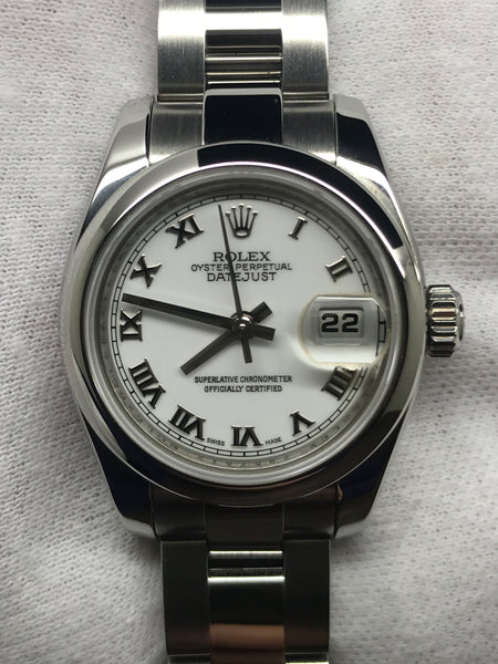 Rolex Datejust 26mm 179160 White Roman Dial Automatic Women's Watch