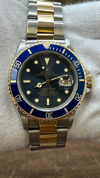 Rolex Submariner Date 2Tone with B&P 16803 Tropical Blue Dial Automatic Men's Watch