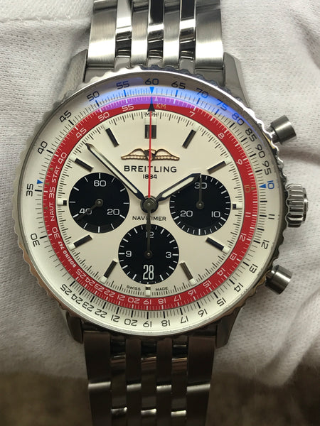 Breitling Navitimer B01 Chronograph 43 Boeing 747 Limited Edition AB01383B1G1A1 White & Red Dial Automatic Men's Watch