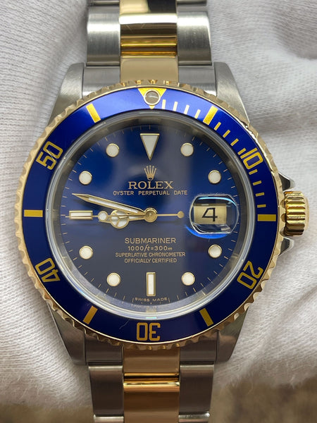 Rolex Submariner Date SEL D Serial 16613 Blue Dial Automatic Men's Watch