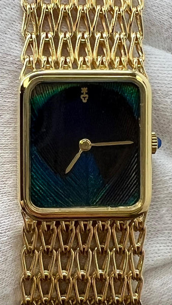 Corum 18K Yellow Gold 27118 Peacock feather Dial Manual-wind Women's Watch