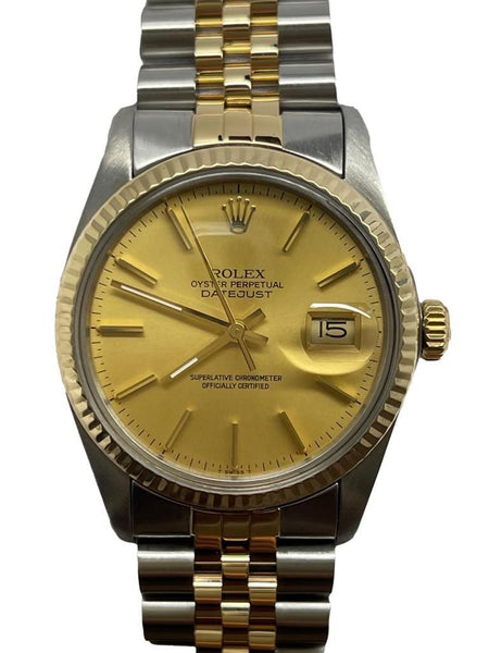 Rolex Datejust 36mm Custom Links 16013 Champagne Dial Automatic Watch