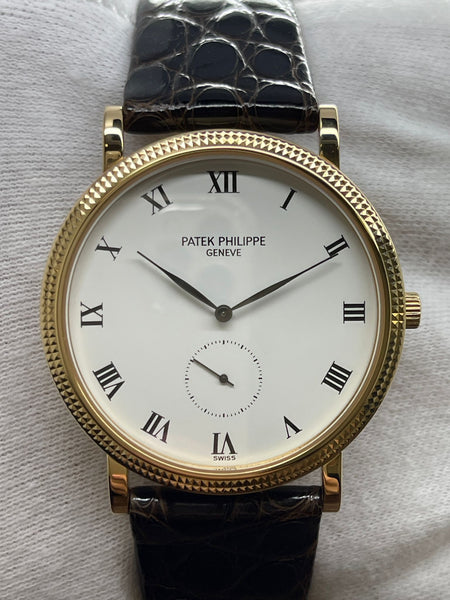 Patek Philippe Calatrava Custom Strap 3919J White Roman Dial Manual Wind Watch