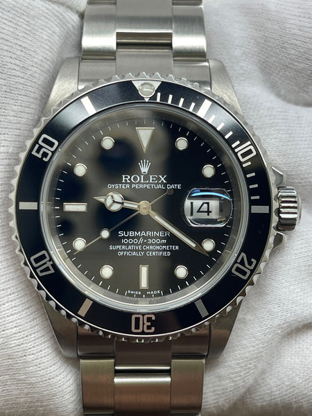 Rolex Submariner Date SEL NO Holes 16610 Black Dial Automatic Men's Watch