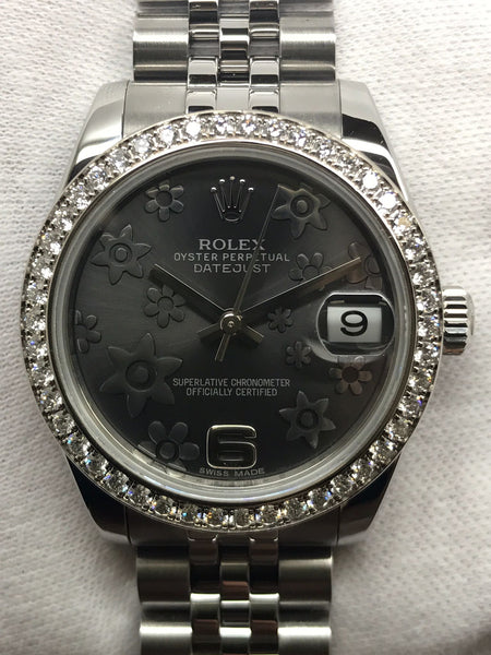 Rolex Datejust Lady 31 178384 Rhodium Flowers Dial Automatic Women's Watch